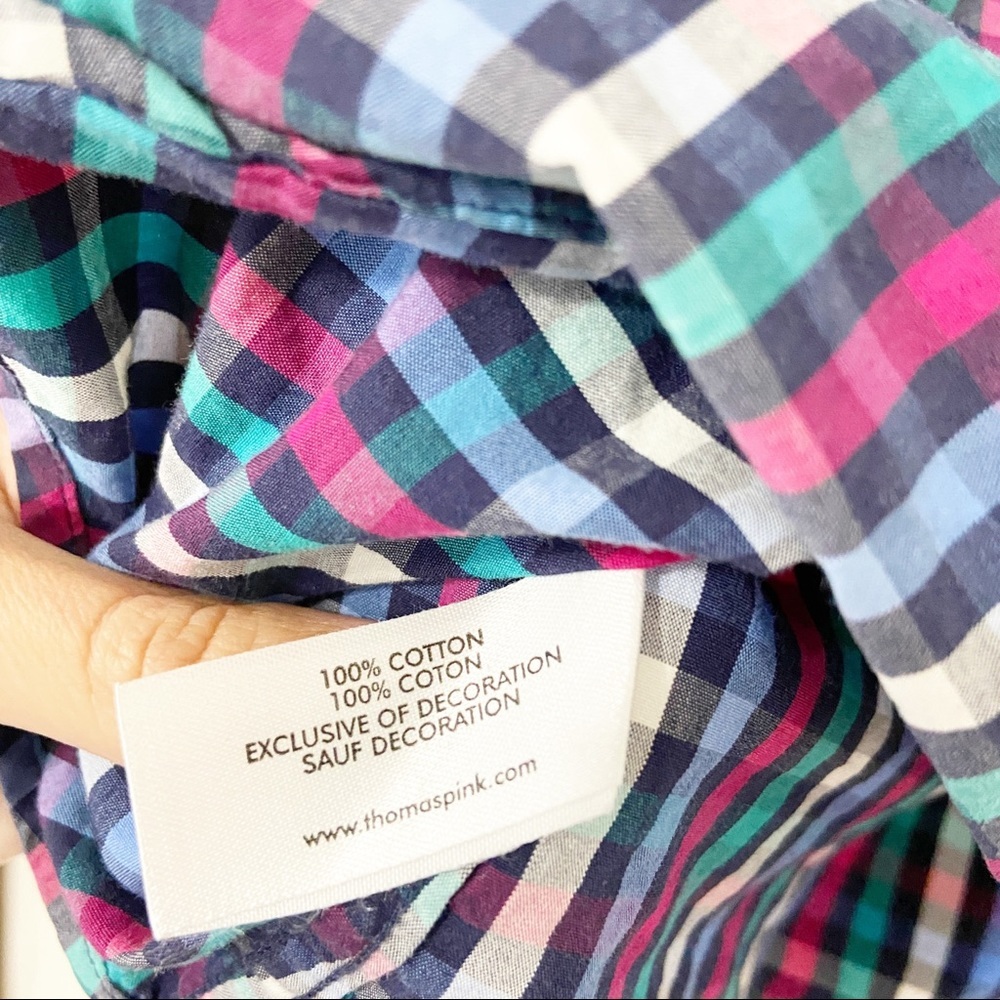 Thomas Pink Casual Multicolored Check Gingham Button Down Shirt Size Small S - Picture 6 of 6